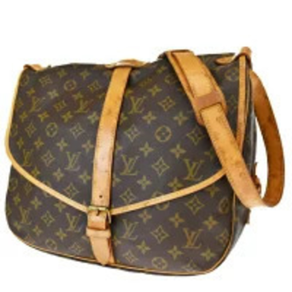 Louis Vuitton Saumur Monogram Leather Crossbody Bag Brown
